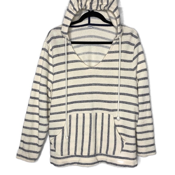 Old Navy Tops - 3/$18 Old Navy Cream/Gray Blue Stripe Hoodie